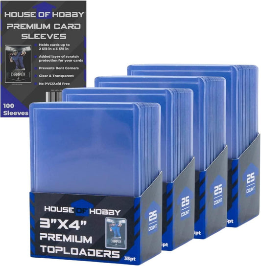 Top Loaders for Cards & Penny Sleeves Bundle - 100 Toploaders & 100 Penny Sleeves - The House of Hobby