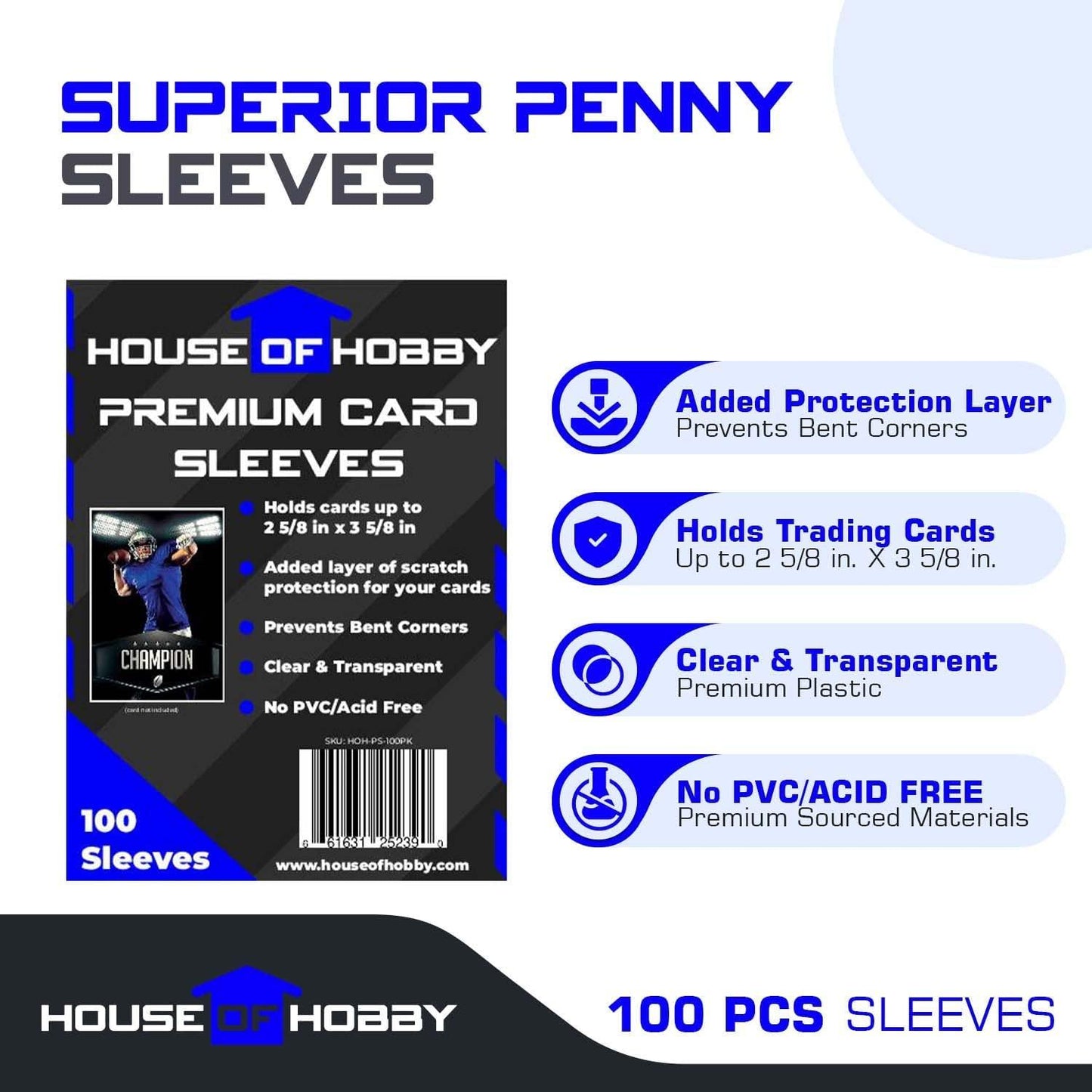 Top Loaders for Cards & Penny Sleeves Bundle - 100 Toploaders & 100 Penny Sleeves - The House of Hobby