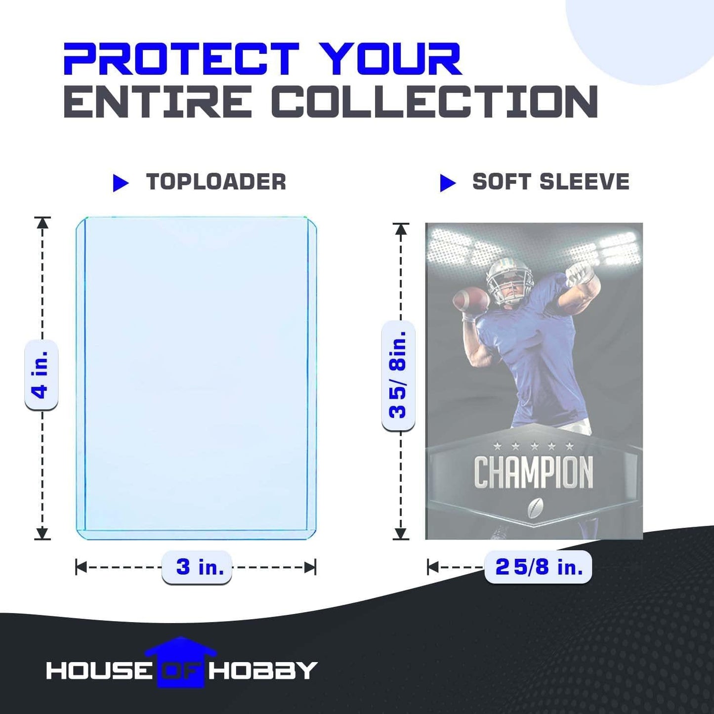 Top Loaders for Cards & Penny Sleeves Bundle - 100 Toploaders & 100 Penny Sleeves - The House of Hobby