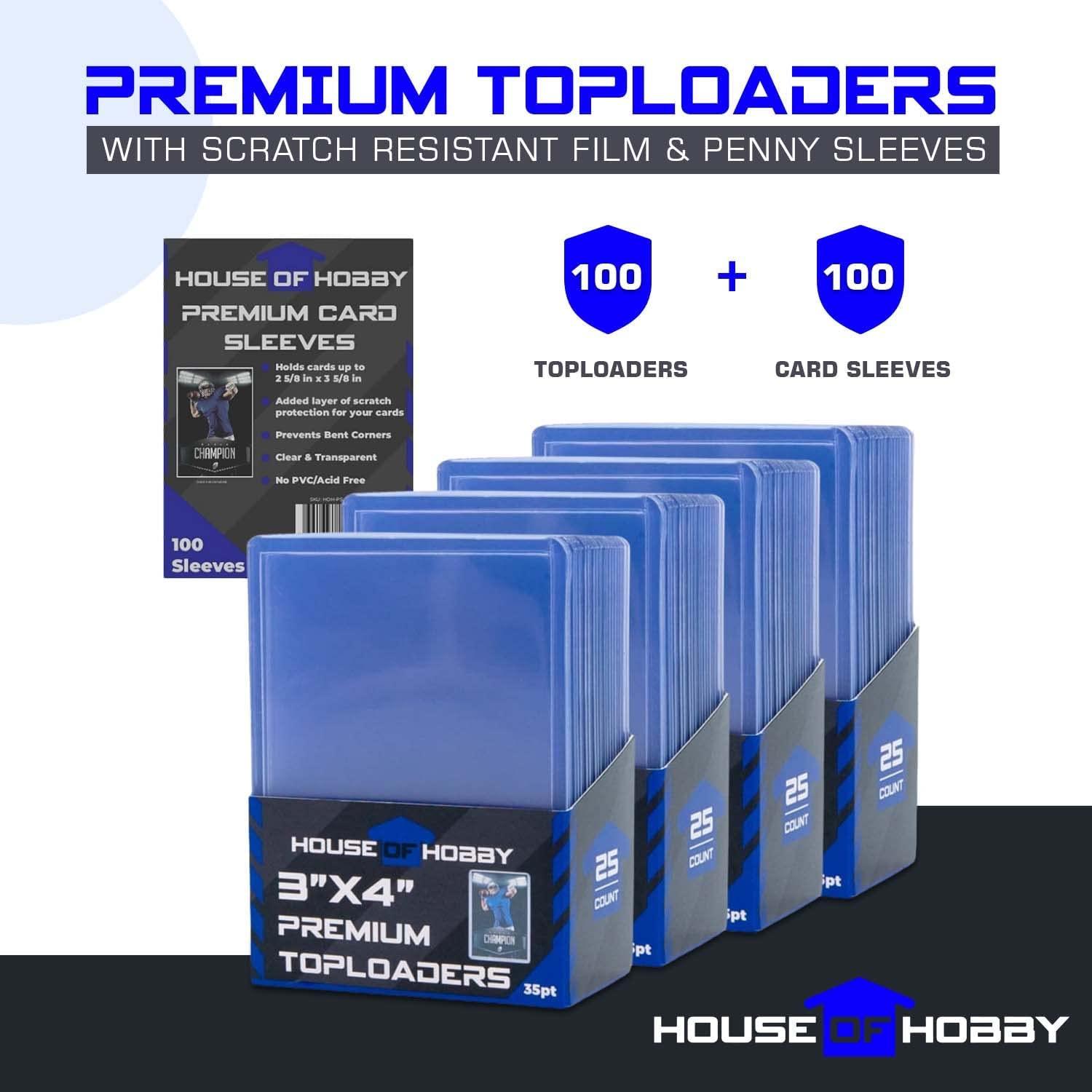 Top Loaders for Cards & Penny Sleeves Bundle - 100 Toploaders & 100 Pe The House of Hobby Top Loaders for Cards & Penny Sleeves Bundle - 100 Toploaders & 100 Pe The House of Hobby